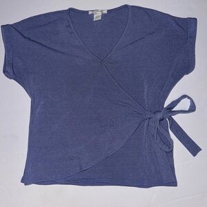 Caution To The Wind Deep Blue Wrap Blouse